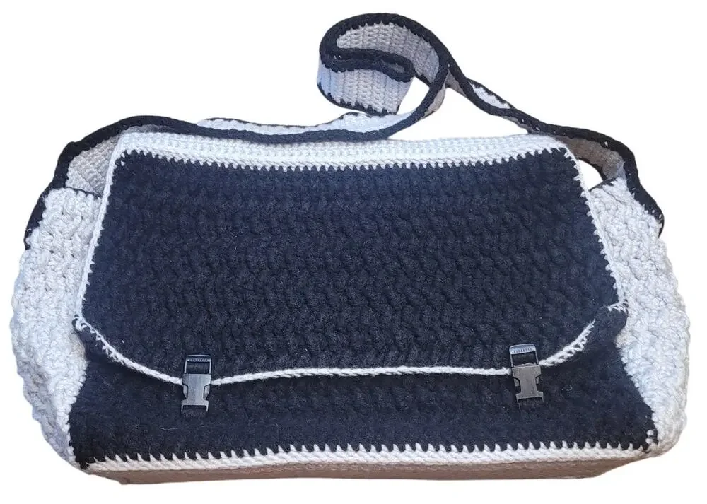 Granny Boho Hobo Crochet Shoulder Beach Bag Tote Crossbody Bag Handmade Black